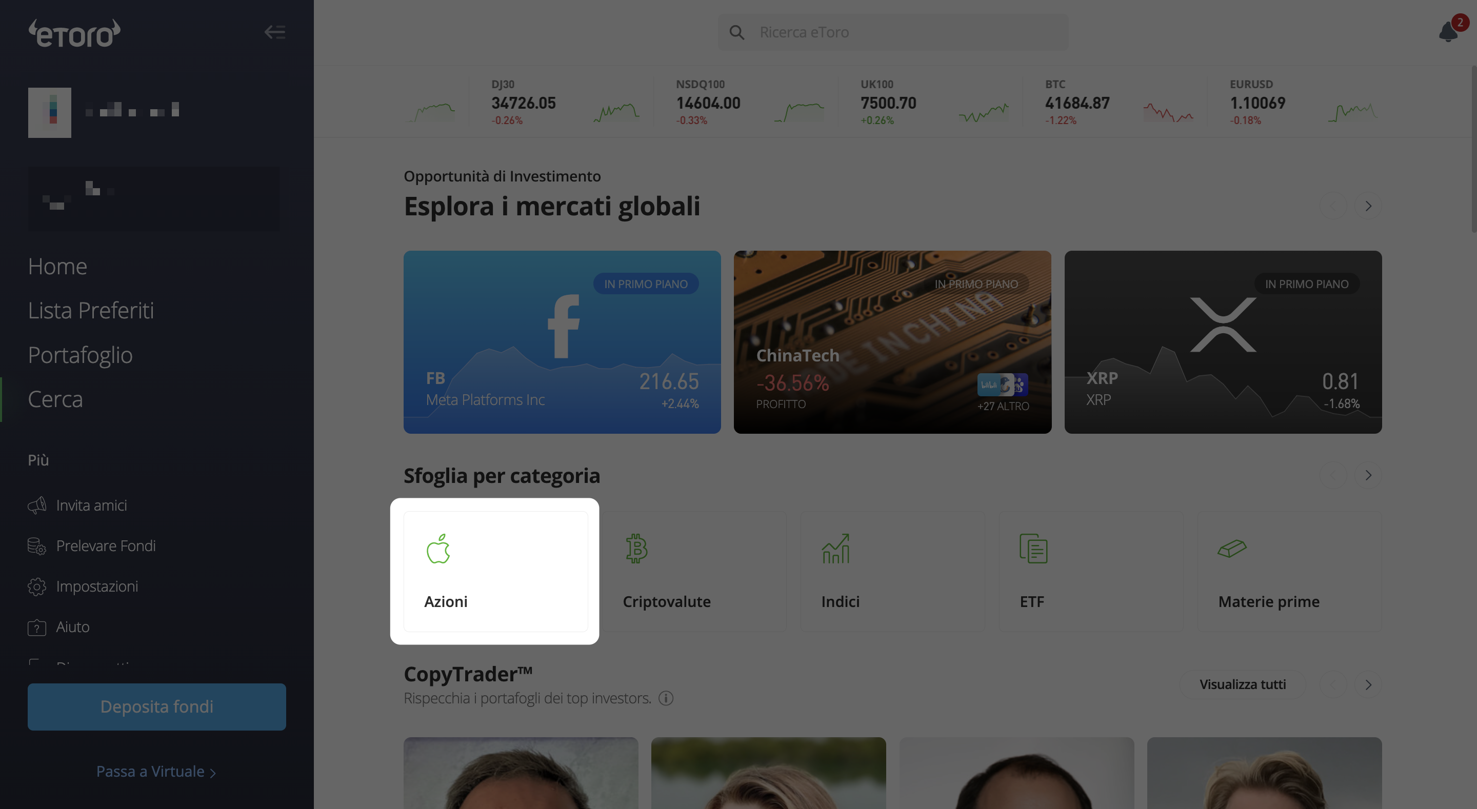 comprare azioni etoro