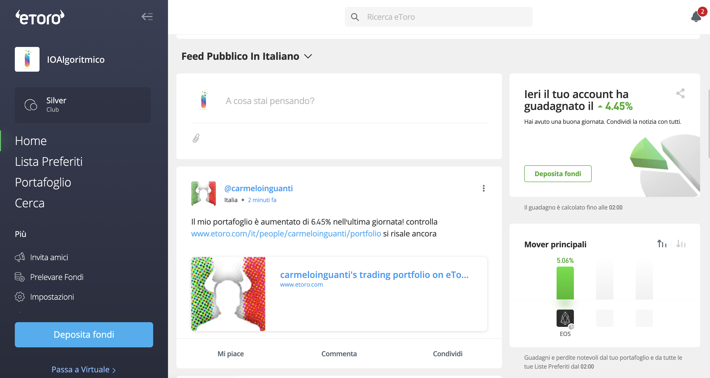 etoro italia feed