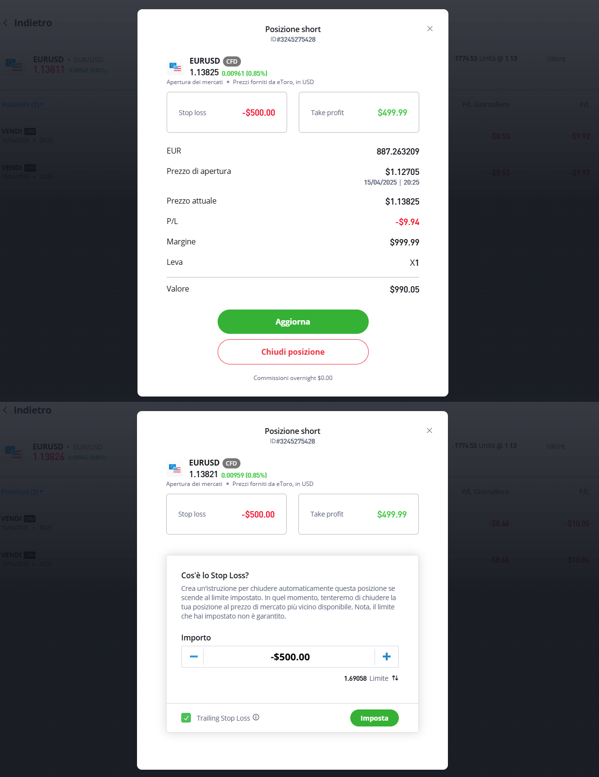 modifica ordine eToro