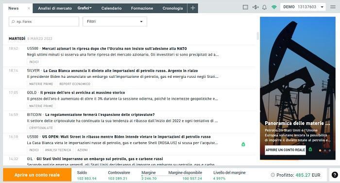 news piattaforma XTB