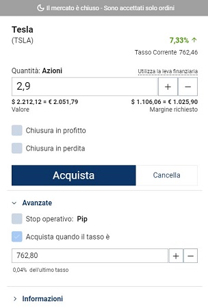 ordine acquista quando il tasso è
